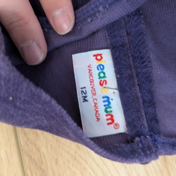 Y2K Vintage Please Mum Purple Corduroy Dress with Floral Embroidery - Picture 3 of 4